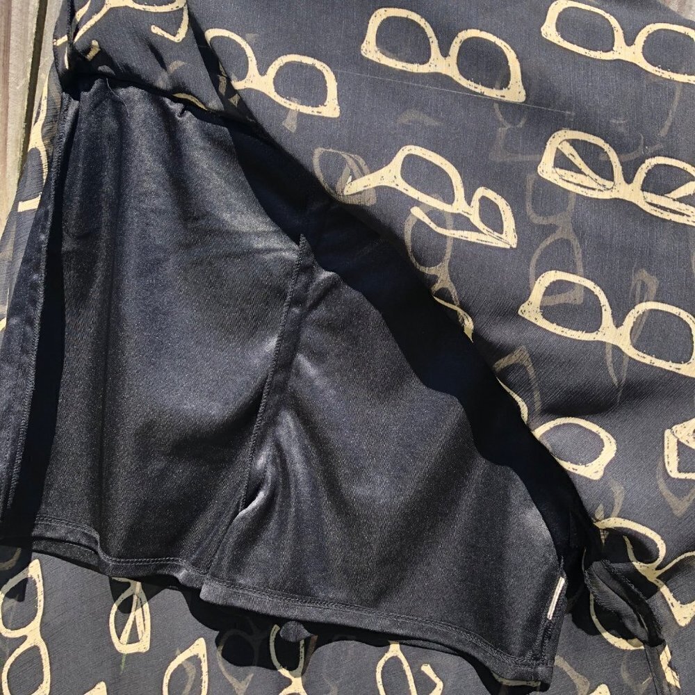 Anthropologie Eva Franco 6 Maxi Skirt Black Tan Bookish Sheer Overlay Glasses - Picture 8 of 10
